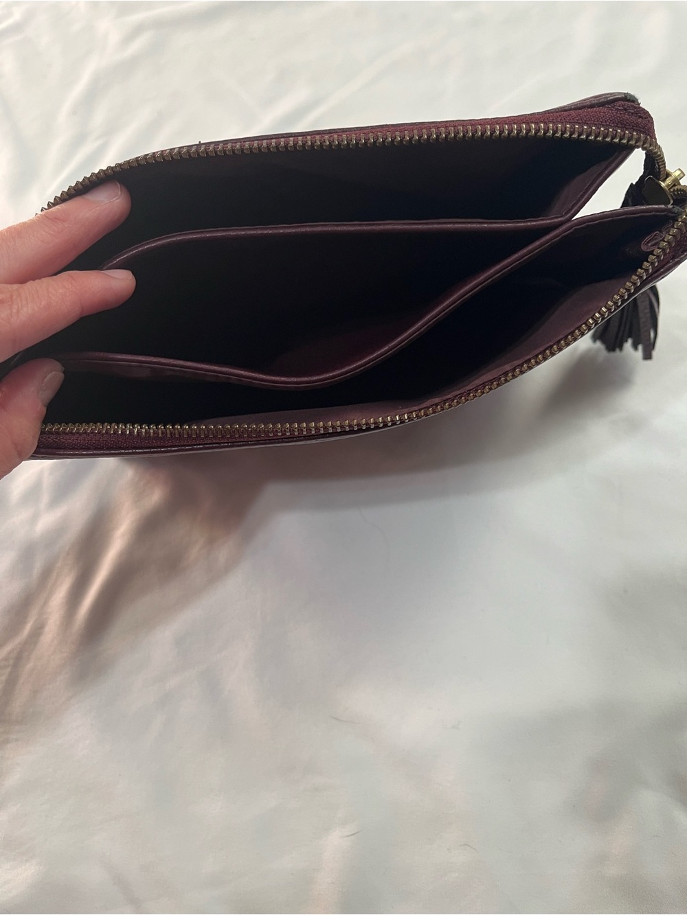 Freshly Picked Maroon Pebbled Leather Zip Clutch - Picture 4 of 7